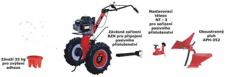 Malotraktor Vari IV.Global Honda GCV 160 sestava s pluhem